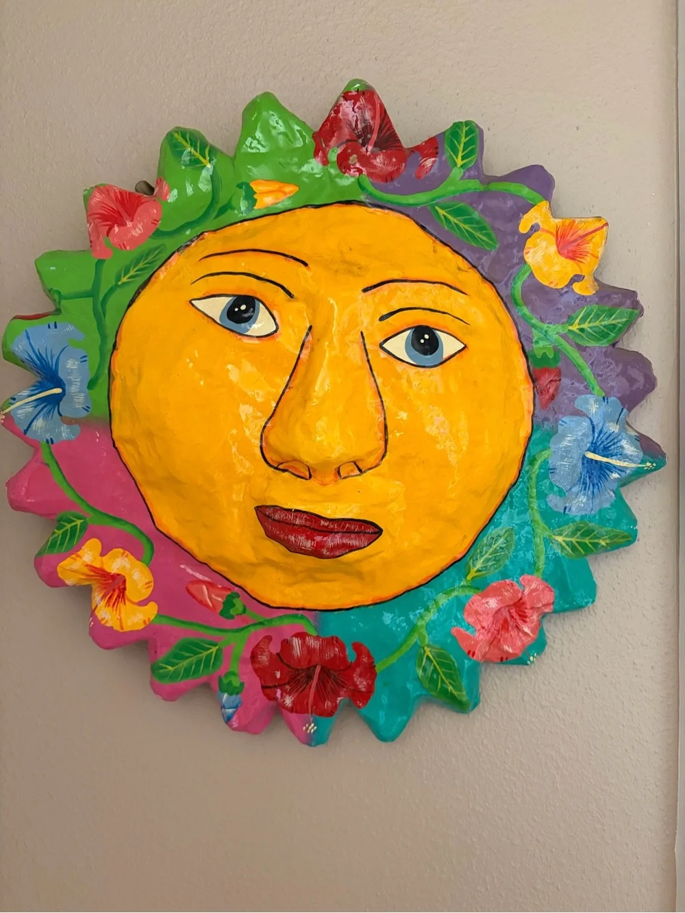 Mexican Sun Face Paper Mache 18 inches